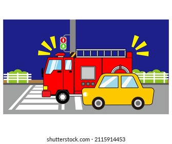 Vector illustration of fire engine . Emergency vehicle .
