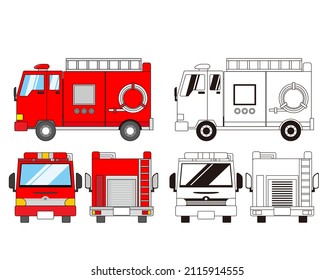 Vector illustration of fire engine . Emergency vehicle .
