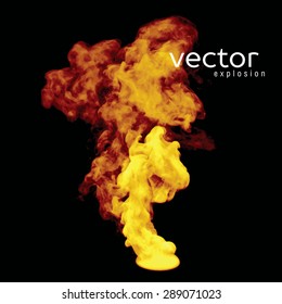 Vector illustration of fire explosion on black. Use it as an element of background in your design.