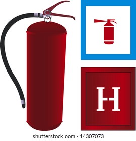 Vector illustration of fire extinguisher with hidrant and icon