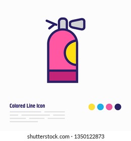 Vector illustration of fire extinguisher icon colored line. Beautiful travel element also can be used as flame safety icon element.