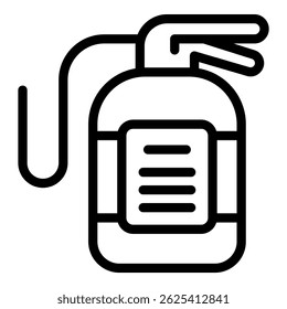 Vector illustration of fire extinguisher icon for safety and emergency protection equipment in simple black and white flat design, perfect for firefighting and hazard prevention symbols