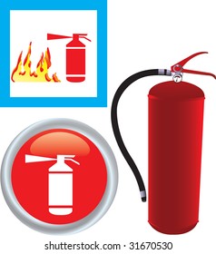 Vector illustration of Fire extinguisher with icon