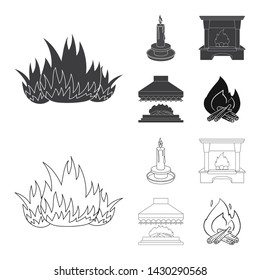 Vector illustration of fire and flame icon. Set of fire and fireball vector icon for stock.