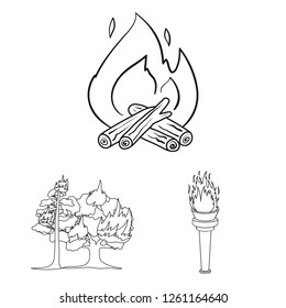 Vector illustration of fire and flame logo. Set of fire and fireball vector icon for stock.