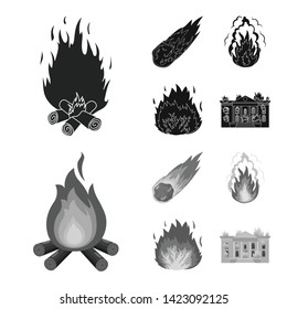 Vector illustration of fire and flame logo. Set of fire and fireball vector icon for stock.