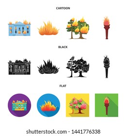 Vector illustration of fire and flame logo. Set of fire and fireball vector icon for stock.
