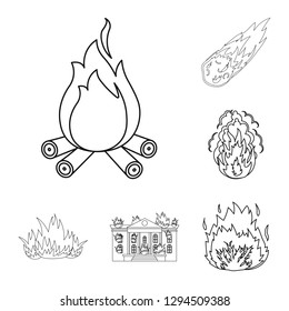Vector illustration of fire and flame sign. Collection of fire and fireball vector icon for stock.