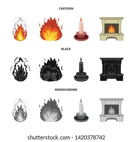 Vector illustration of fire and flame sign. Set of fire and fireball stock symbol for web.