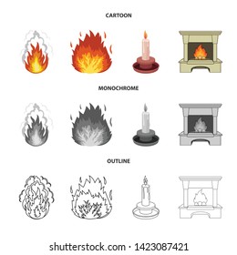 Vector illustration of fire and flame sign. Set of fire and fireball stock vector illustration.