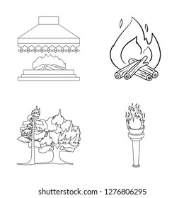 Vector illustration of fire and flame symbol. Collection of fire and fireball stock symbol for web.