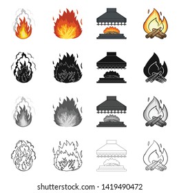 Vector illustration of fire and flame symbol. Collection of fire and fireball stock symbol for web. Vector illustration of fire and flame symbol. Collection of fire and fireball stock symbol for web.