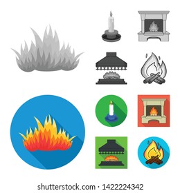 Vector illustration of fire and flame symbol. Set of fire and fireball vector icon for stock.