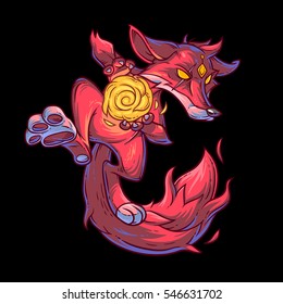 Vector illustration of a fire fox.