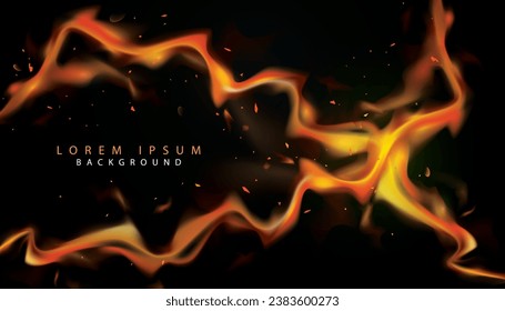 vector illustration fire glowing lines abstract backdrop design element.power and energy fire curve waves decorative background.