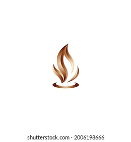 vector illustration of fire with gold color 3d effect for icons, symbols or logos