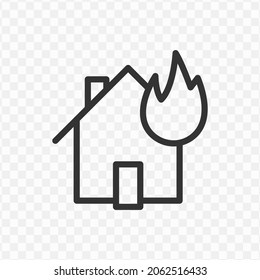 Vector illustration of fire house icon in dark color and transparent background(png).