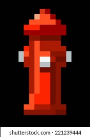 vector illustration of fire hydrant in pixel art style.