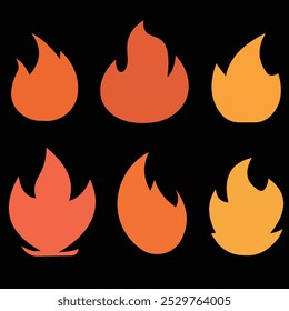Vector Illustration of fire icon, fire icon set with black background. simple fire icon flat design.