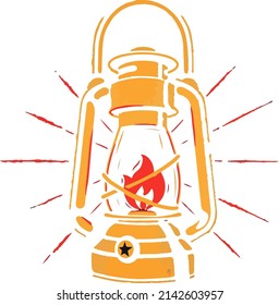 Vector illustration of fire lamp blowing art on the white background.