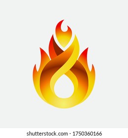 ilustración vectorial de un incendio y la letra O - Aislada en un fondo blanco, simplemente agregue su nombre a su diseño, diseño de logotipo