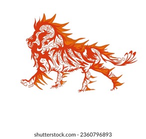 vector illustration of fire lion