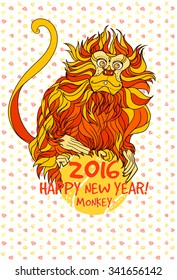 Vector illustration of  fire monkey, symbol of 2016 on the Chinese calendar. Element for New Year's design. 