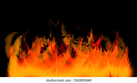 Vector illustration of fire on black background