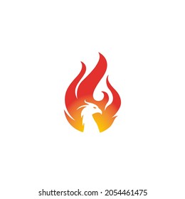 vector illustration of fire and phoenix for icon, symbol or logo