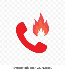 Vector illustration of fire phone icon sign and symbol. colored icons for website design .Simple design on transparent background (PNG).