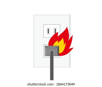 Vector illustration of fire from power supply . 