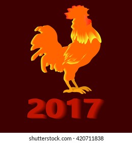 vector illustration. Fire Rooster. Symbol 2017.