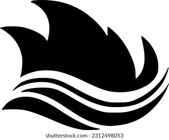 ilustración vectorial del icono del fuego o de las olas del mar