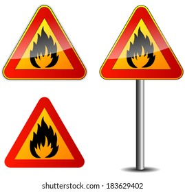 Vector illustration of fire signpost on white background