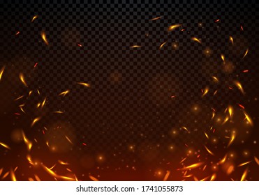 Vector Illustration Fire Sparks On Transparent Background. 
