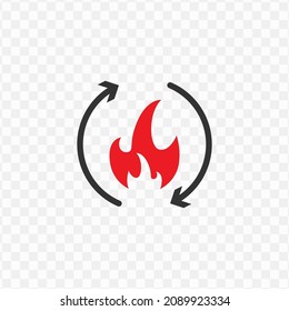 Vector illustration of fire swirl icon in dark color and transparent background(png).