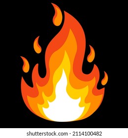 Vector illustration of fire symbol. Vector design on black background