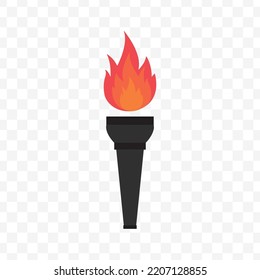 Vector illustration of fire torch icon sign and symbol. colored icons for website design .Simple design on transparent background (PNG).