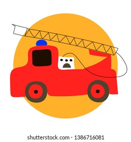 Vector illustration of the fire track. Vehicle graphic.