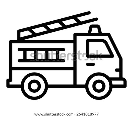 Vector illustration of fire truck emergency vehicle icon. Editable stroke.