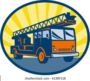 vector illustration of a Fire truck or engine retro style