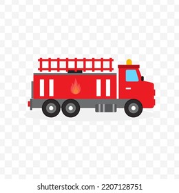 Vector illustration of fire truck icon sign and symbol. colored icons for website design .Simple design on transparent background (PNG).