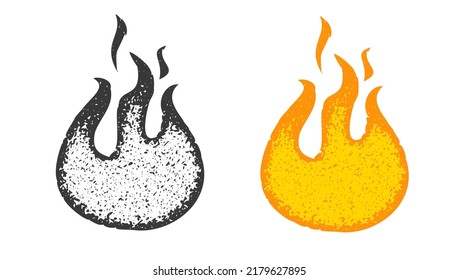 Ilustración vectorial del fuego en estilo vintage. Los vectores prenden íconos de fuego en un fondo aislado.