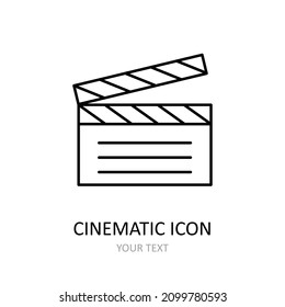 Vector illustration with firecracker for cinema icon. Outline drawing. 