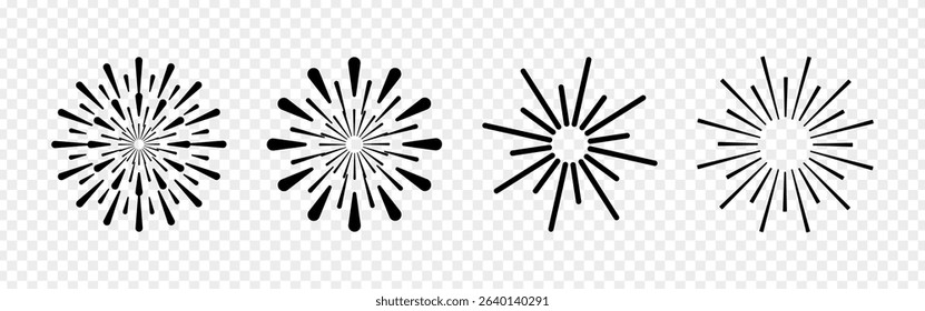 Vector illustration of firecrackers set on transparent background