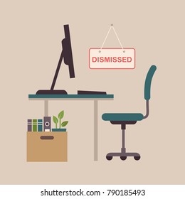 vector illustration of a fired job concept, office chair, business work dismissal