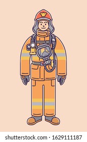 Vector illustration of firefighter with gears.