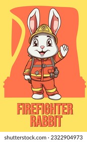 Ilustración vectorial, Conejo de bomberos, Clipart Animal