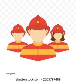 Vector Illustration Of Firefighter Team Avatar In Color On A Transparent Background (PNG). EPS Vector