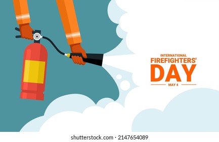 vector illustration, firefighters using fire extinguishers, as a banner, poster or template for international firefighters day.